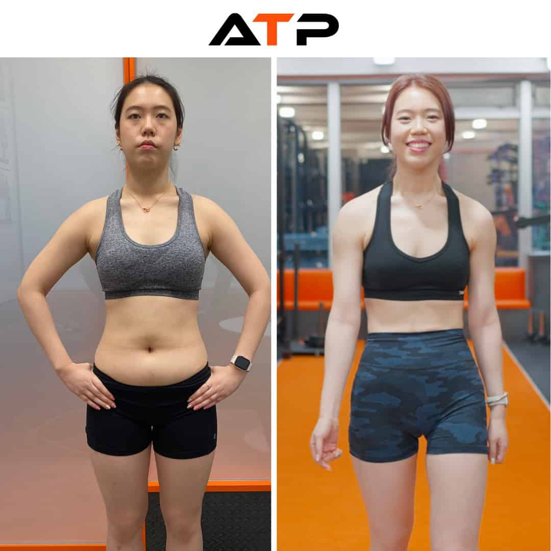 Karina before and after her transformation at ATP Personal Training