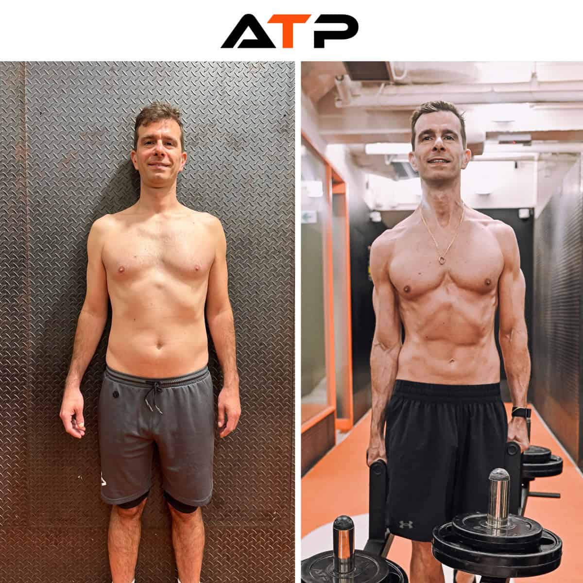 Alessio before and after his transformation with ATP Personal Training