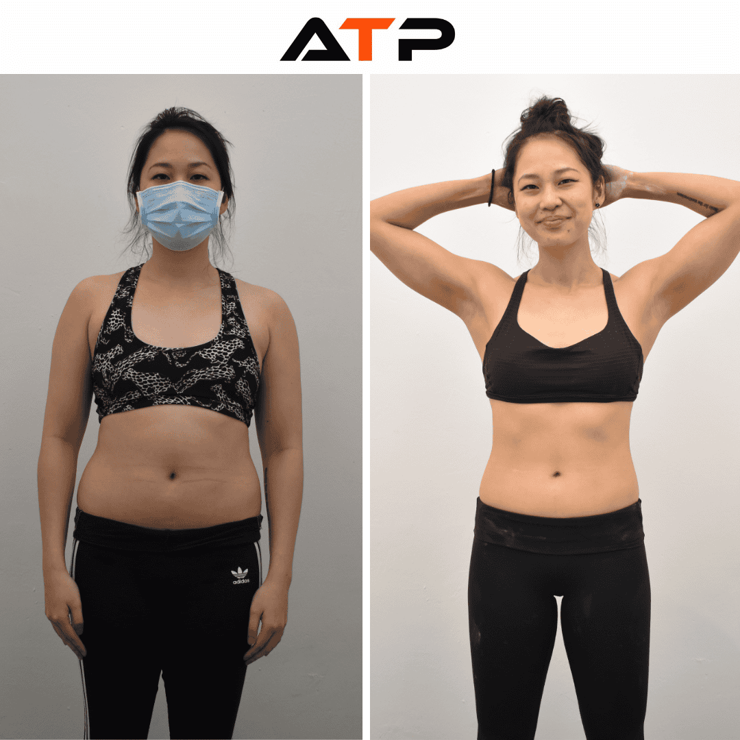 Annie before and after her transformation with ATP Personal Training