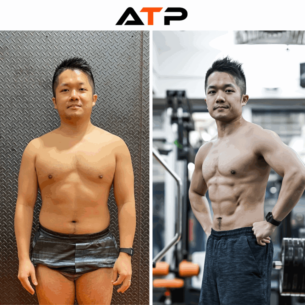 Burnston before and after his transformation with ATP Personal Training