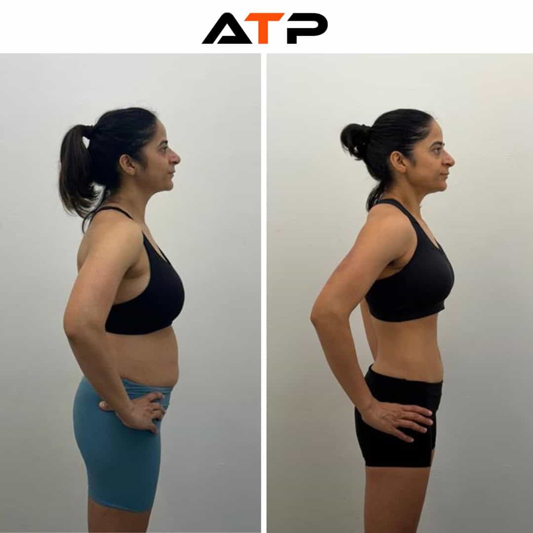 Deep side view before and after at ATP Personal Training Singapore