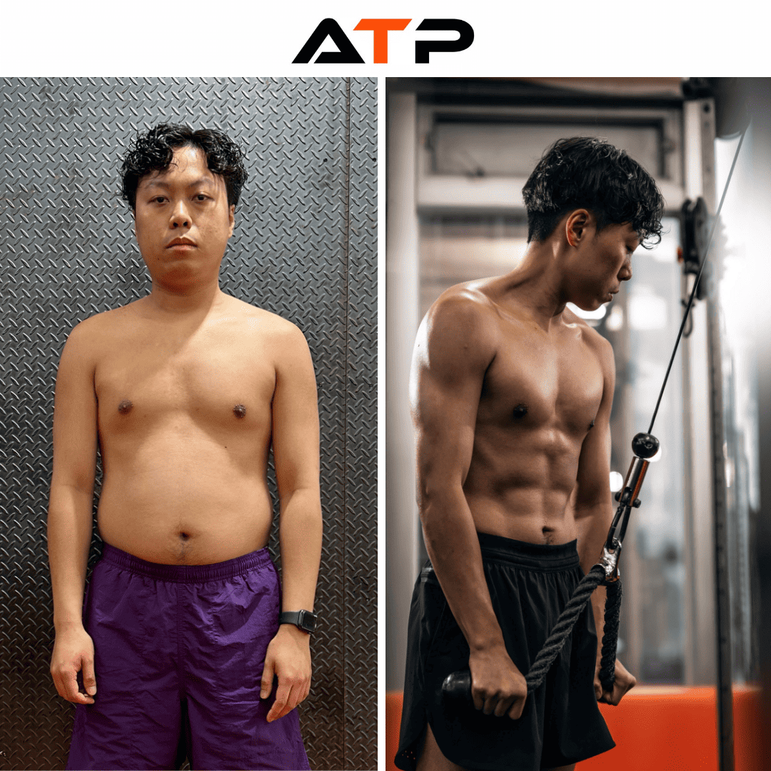 Simon before and after his 15kg transformation with ATP Personal Training