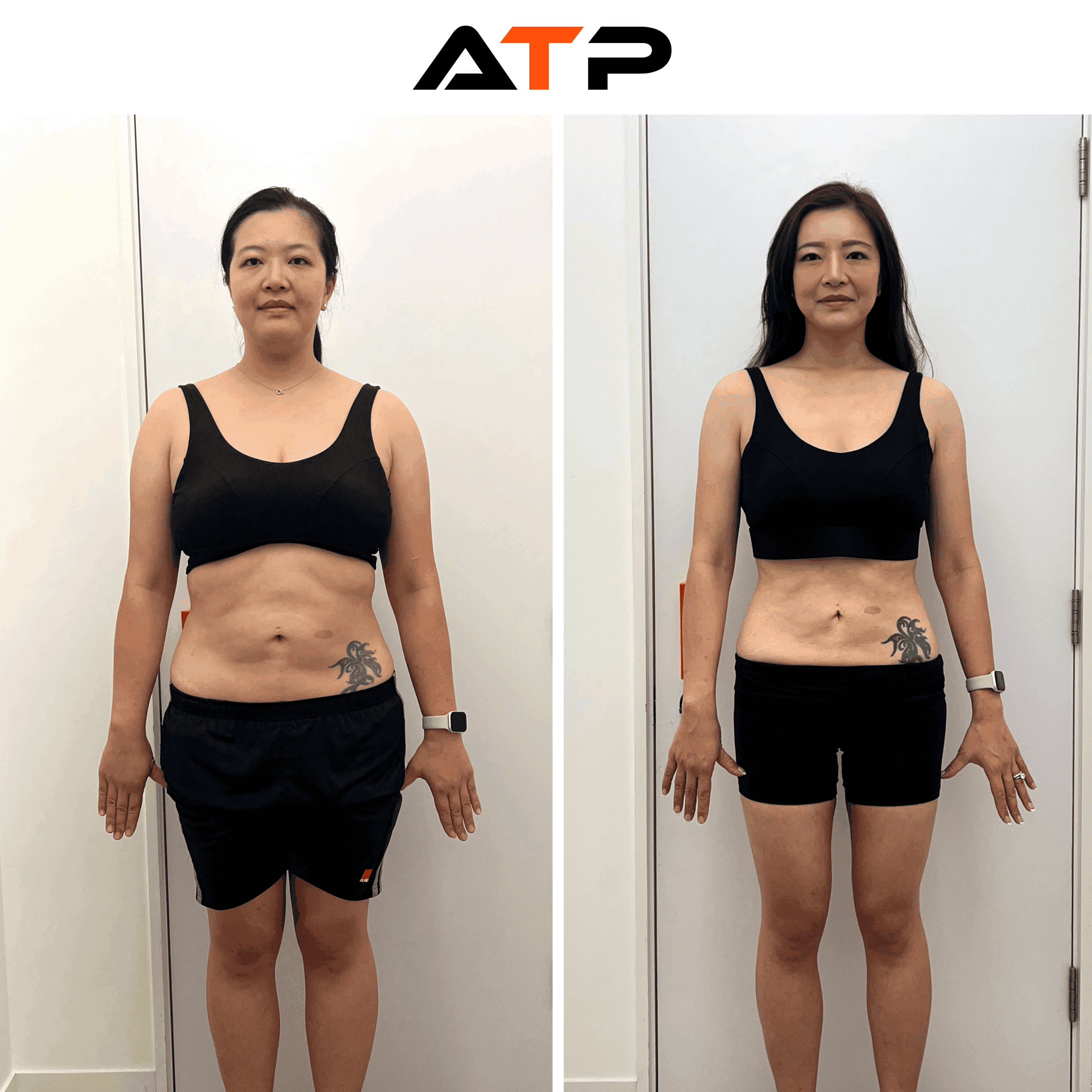 Wing Wing before and after her 22kg transformation with ATP Personal Training