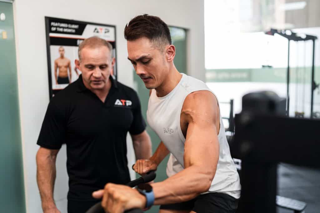 Jeremy Meyer coaching a client at ATP Personal Training Singapore