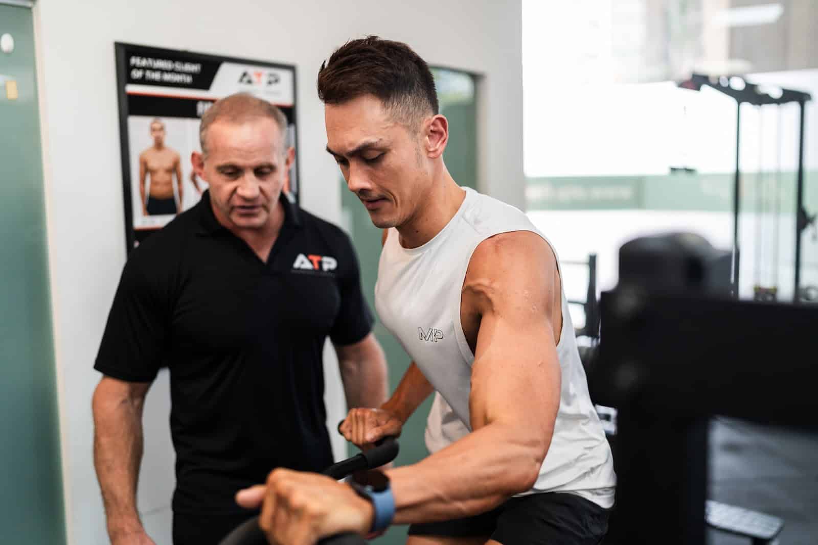 Jeremy Meyer coaching a client at ATP Personal Training Singapore